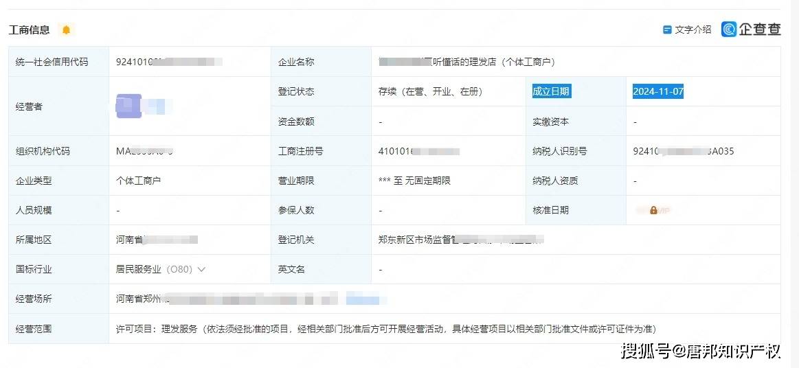 发型师晓华将个人剪发照片注册为商标